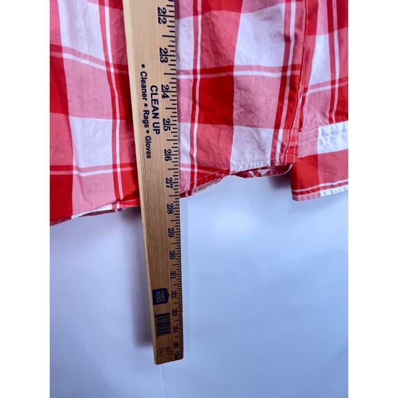 Jules Women's Medium Orange/White Buffalo Check Lightweight Summer Blouse - Picture 6 of 7